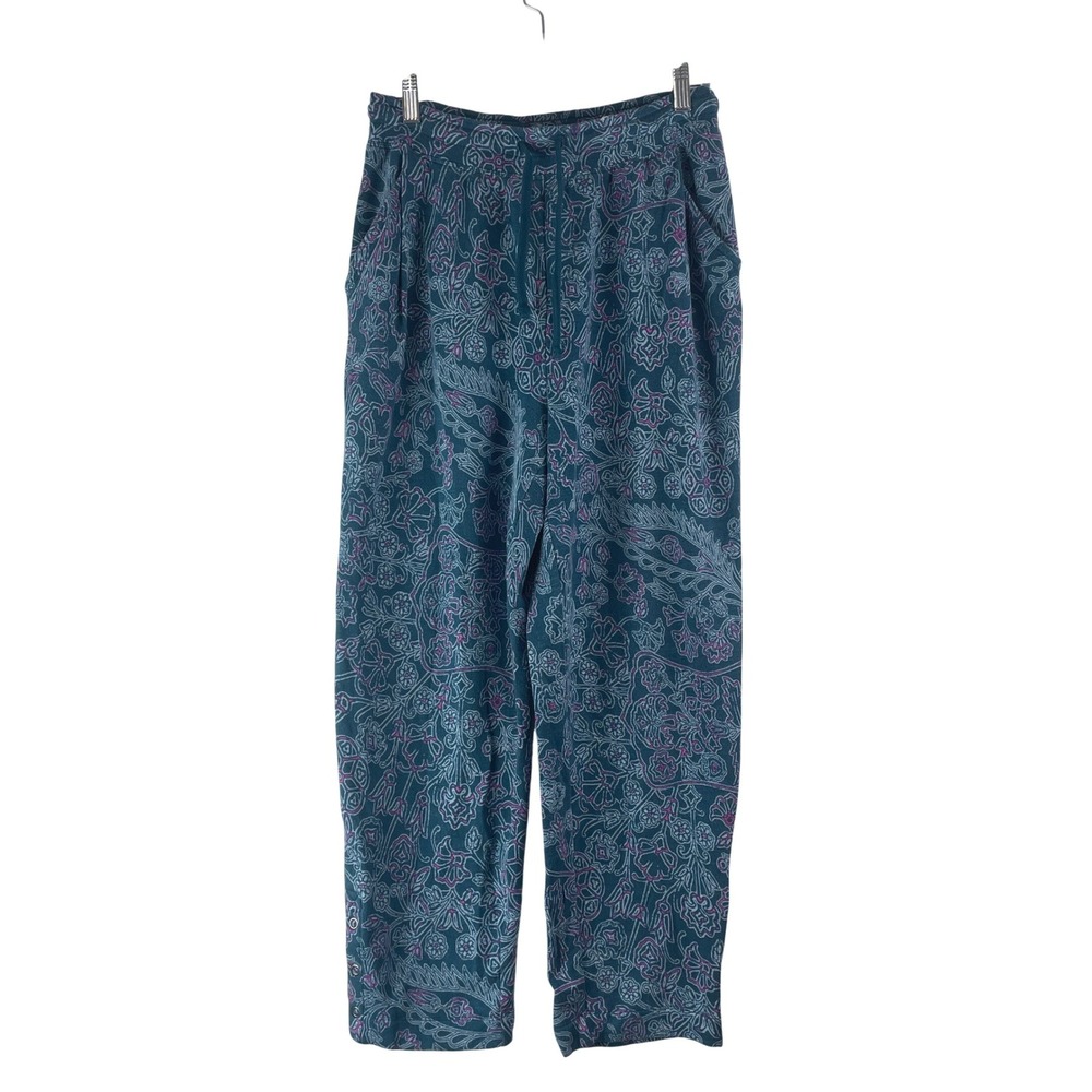 Daily Practice Anthropologie Joggers Womens XS Blue Paisley Snap Hem Pants Boho